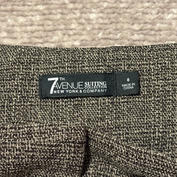 NY & Co 7th Avenue Suiting Collection Tweed Trousers Brown Wide Leg Stretch Work - Picture 7 of 10